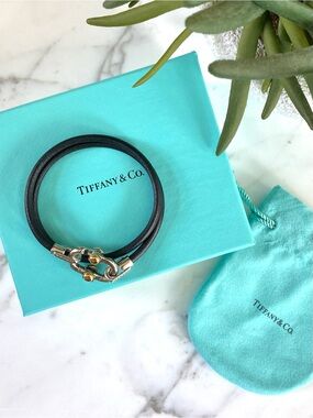 TIFFANY & CO. - 1837 Makers Calfskin Leather Cord Bracelet with SS & 18K
Gold